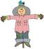 #35619 Clip Art Graphic of a Scarecrow With A Bird Nesting In His Hat, On A Post In A Crop by DJArt