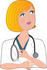 #35625 Clip Art Graphic of a Sad Blond Haired, Blue Eyed Female Caucasian Nurse, Doctor Or Veterinarian Wearing A Stethoscope Around Her Neck And Looking Off To The Right While Delivering Bad News by Maria Bell