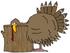 #35703 Clip Art Graphic of a Helpless Turkey Bird With His Head On A Wood Stump by DJArt