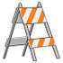 #35729 Clip Art Graphic of a Barricade With Orange And White Stripes On The Side Of The Road At A Construction Site by Jester Arts