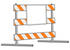 #35730 Clip Art Graphic of a Road Block Posted With A Blank Sign In A Road Work Area by Jester Arts