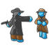 #35827 Clip Art Graphic of a Sky Blue Guy Character in a Duel by Jester Arts