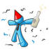 #35912 Clip Art Graphic of a Sky Blue Guy Character Partying With Liquor by Jester Arts