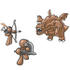 #36003 Clip Art Graphic of Brown Guy Characters Fighting a Dragon by Jester Arts