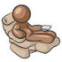 #36009 Clip Art Graphic of a Brown Guy Character Relaxing in a Lazy Chair by Jester Arts