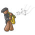 #36018 Clip Art Graphic of a Brown Guy Character Playing Jazz With a Sax by Jester Arts