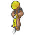 #36019 Clip Art Graphic of a Brown Guy Character Operating a Jack Hammer by Jester Arts