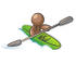 #36051 Clip Art Graphic of a Brown Guy Character Kayaking by Jester Arts