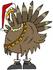 #36149 Clip Art Graphic of a Festive Christmas Turkey With Jingle Bells and a Santa Hat by DJArt