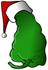 #36150 Clip Art Graphic of a Green Chili Pepper Wearing a Christmas Santa Hat by DJArt