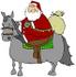 #36151 Clip Art Graphic of Santa Riding a Horse to Deliver Christmas Gifts by DJArt