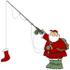 #36155 Clip Art Graphic of Santa Fishing With A Red Christmas Stocking by DJArt