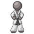 #36322 Clip Art Graphic of a Grey Guy Character in a Karate Suit by Jester Arts