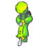 #36601 Clip Art Graphic of a Lime Green Guy Character Operating a Jack Hammer by Jester Arts