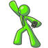 #36633 Clip Art Graphic of a Lime Green Guy Character Dancing and Listening to Music With an MP3 Player by Jester Arts