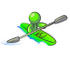 #36640 Clip Art Graphic of a Lime Green Guy Character Kayaking by Jester Arts