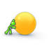 #36694 Clip Art Graphic of a Lime Green Guy Character Pushing Yellow Ball by Jester Arts