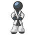 #36852 Clip Art Graphic of a Dark Blue Guy Character in a Karate Suit by Jester Arts
