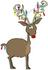 #36946 Clip Art Graphic of Rudolph the Red Nosed Reindeer Decorated For Christmas With Colorful Lights in His Antlers and Hanging From His Tail by DJArt