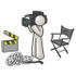 #37473 Clip Art Graphic of a White Guy Character Filming a Movie by Jester Arts