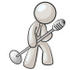 #37494 Clip Art Graphic of a White Guy Character Singing Into a Microphone by Jester Arts