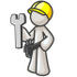 #37512 Clip Art Graphic of a White Guy Character Holding a Spanner Tool by Jester Arts