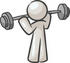 #37601 Clip Art Graphic of a White Guy Character Exercising With a Barbell by Jester Arts