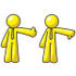 #37688 Clip Art Graphic of Yellow Guy Characters Giving Thumbs Up And Down by Jester Arts