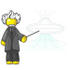 #37823 Clip Art Graphic of a Yellow Guy Character as Albert Einstein, Pointing to a UFO by Jester Arts