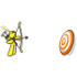 #37825 Clip Art Graphic of a Yellow Guy Character Shooting Arrows at a Target by Jester Arts