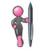 #37897 Clip Art Graphic of a Pink Lady Character Standing With a Pen by Jester Arts