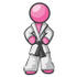 #37981 Clip Art Graphic of a Pink Guy Character in a Karate Suit by Jester Arts