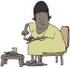 #38106 Clip Art Graphic of an African American Woman With Diabetes, Pricking Her Finger by DJArt