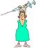 #38110 Clip Art Graphic of a Caucasian Female Nurse Carrying a Giant Needle and Syringe by DJArt