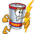 #38158 Clip Art Graphic of a Battery Mascot Character Holding A Bolt Of Energy And Running by toons4biz
