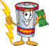 #38172 Clip Art Graphic of a Battery Mascot Character Holding A Bolt Of Energy And A Green Dollar Bill by toons4biz