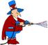 #38908 Clip Art Graphic of Uncle Sam Using a Pressure Washer by DJArt