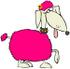 #40923 Clip Art Graphic of a Prancing Spoiled Pink Poodle With A Flower In Her Hair by DJArt