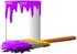 #41199 Clip Art Graphic of a Paintbrush Beside a Dripping Can of Purple Paint by DJArt