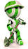 #41356 Clip Art Graphic of a 3d Green AO-Maru Robot Working In A Construction Zone With A Shovel by Jester Arts