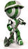 #41357 Clip Art Graphic of a 3d Green AO-Maru Robot Construction Worker Looking Up While Working With A Shovel by Jester Arts