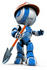 #41362 Clipart Illustration of a 3d Blue AO-Maru Robot Digging With A Shovel At A Construction Site by Jester Arts