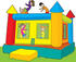 #41410 Clip Art Graphic of Kids Having Fun In A Bounce Castle In A Park by Maria Bell