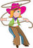 #41534 Clip Art Graphic of a Western Cowgirl In Chaps, Swinging A Lariat by Maria Bell
