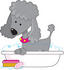 #41630 Clip Art Graphic of a Bathing Silver Poodle in a Tub by Maria Bell
