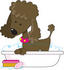 #41632 Clip Art Graphic of a Bathing Chocolate Poodle in a Tub by Maria Bell