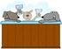 #41643 Clip Art Graphic of Brown Pooches Drinking And Soaking In A Hot Tub by DJArt