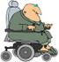 #41674 Clip Art Graphic of a Robed Senior Man Racing Around In His Power Chair by DJArt