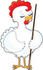 #42167 Clip Art Graphic of a Pretty White Hen Standing With A Pool Stick by Maria Bell
