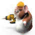 #42304 Clip Art Graphic of a 3d Hamster Using A Power Drill by Jester Arts